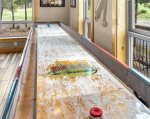 The Masters Lodge, Customer 14-Foot Shuffle Board Table with Inlaid Home Logo